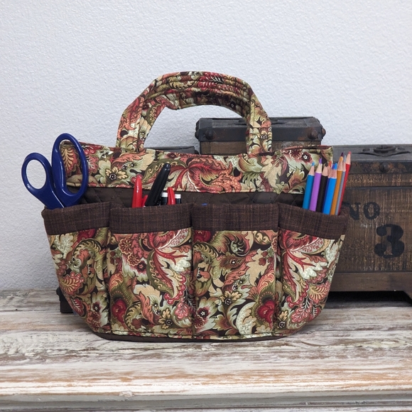 Hand Crafted Bingo/Tote Bag Beautiful Leaf Pattern 100% Cotton - Picture 2 of 7